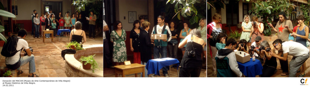 Donación del MACVIll - Museo de Arte Contemporáneo de Villa Alegre al Museo Histórico de Villa Alegre. Idea original: David Kamal. Villa Alegre, 24.02.2011